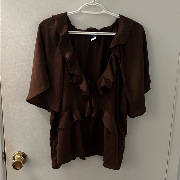 Old Navy Brown Ruffle Top - Picture 1 of 15
